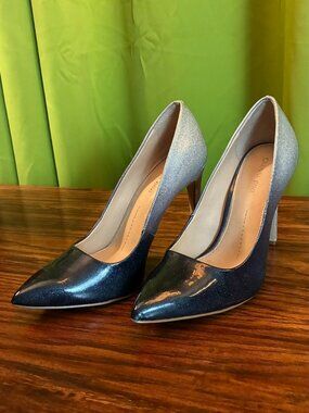 Gianni Bini Black Silver Gradient Ombre Heels, Size 7.5